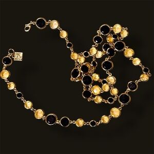 Anne Klein - Vintage 90’s Bezeled Gold Tone “Flapper Necklace”